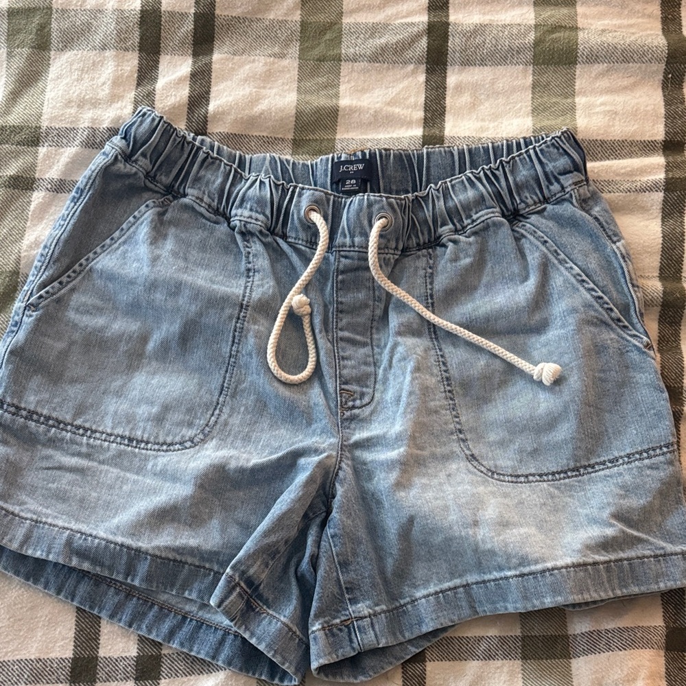 J. Crew Light Blue Denim Drawstring Casual Women's Shorts